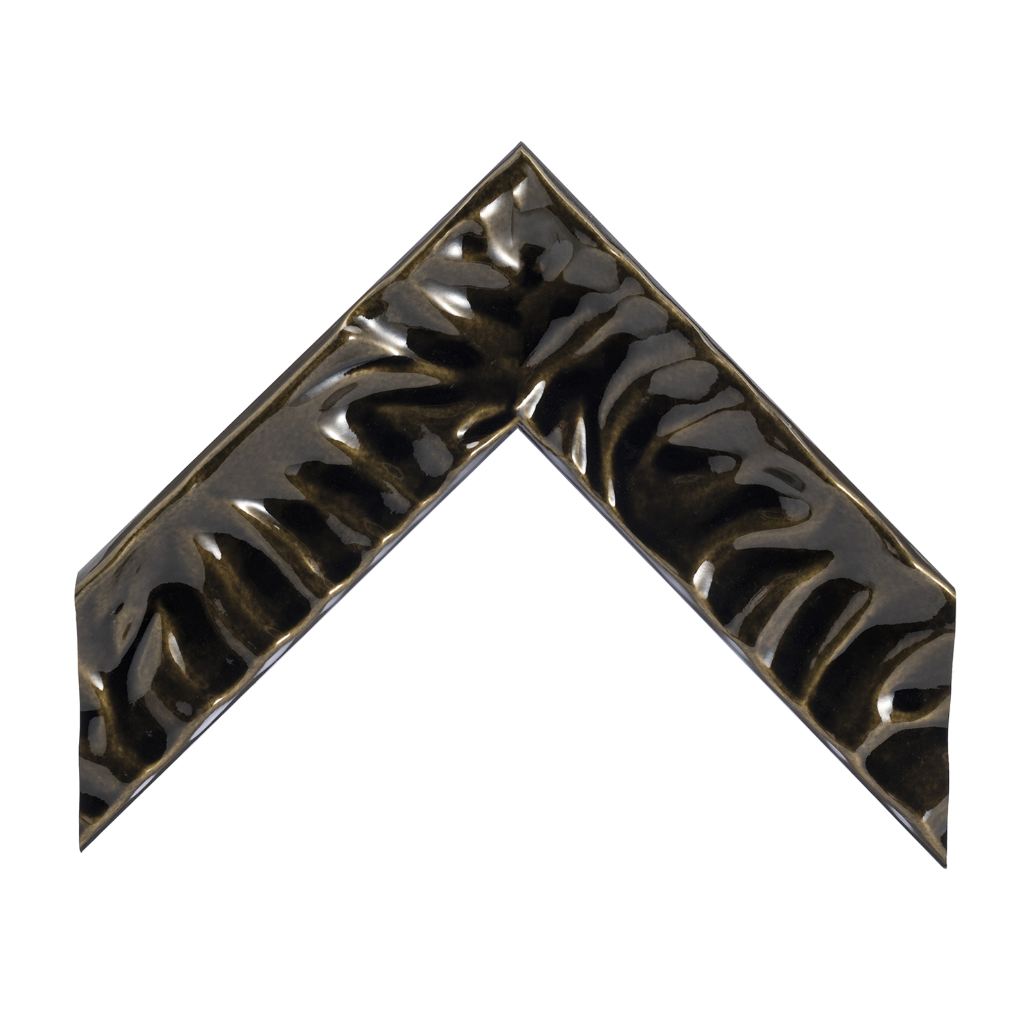 cornice legno ayous sagomata nero lucido base oro pozzato | Albor