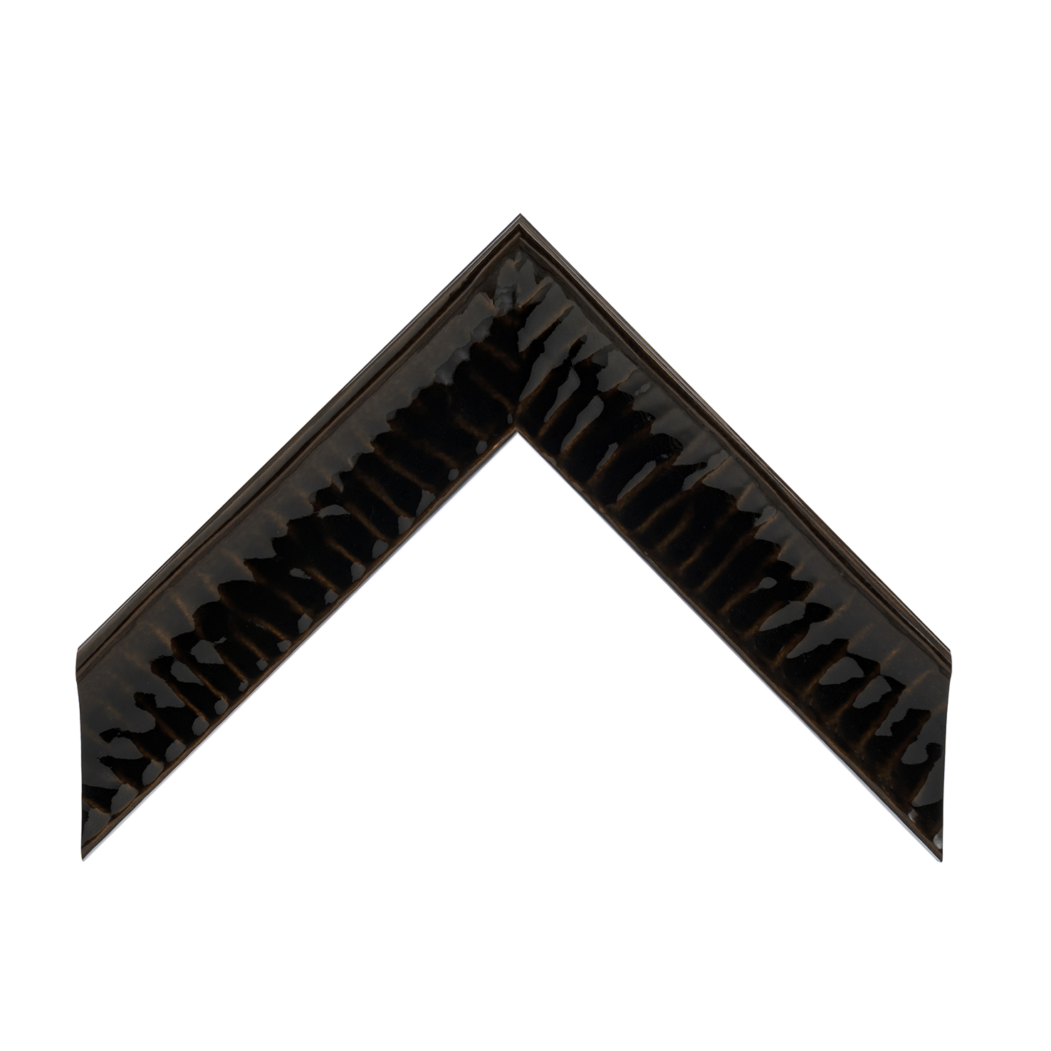 cornice legno ayous sagomata nero lucido base oro pozzato | Albor